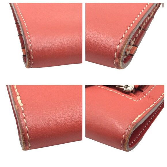 HERMES Red Leather Wallet - Picture 3 of 9
